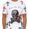 Cotton Chrome Cross T-Shirt with Bejeweled Print