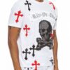 Cotton Chrome Cross T-Shirt with Bejeweled Print
