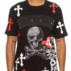 Cotton Chrome Cross T-Shirt with Bejeweled Print
