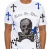Cotton Chrome Cross T-Shirt with Bejeweled Print