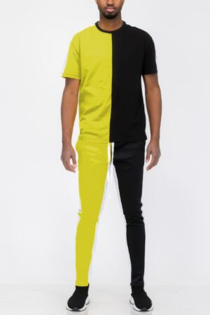 Two-Tone Color Block Track Joggers – Ankle Zipper