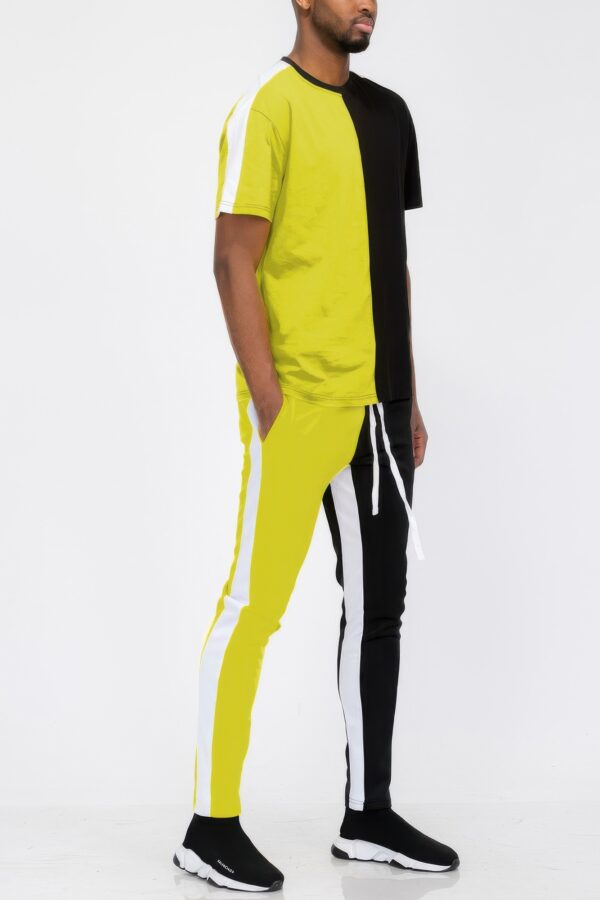 Two-Tone Color Block Track Joggers – Ankle Zipper