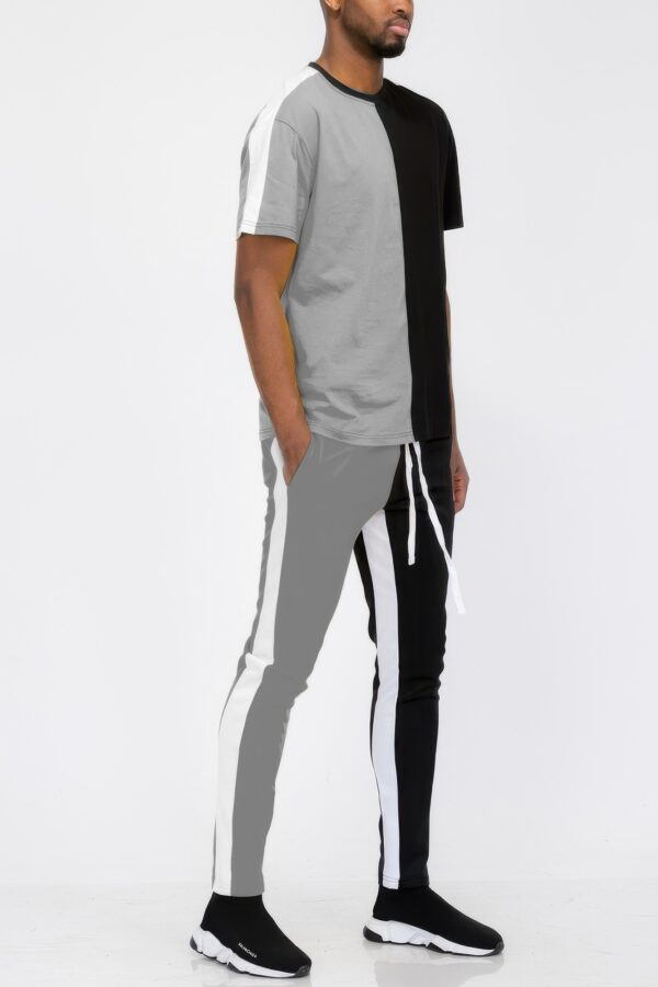 Two-Tone Color Block Track Joggers – Ankle Zipper