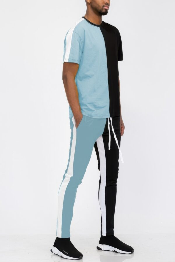 Two-Tone Color Block Track Joggers – Ankle Zipper
