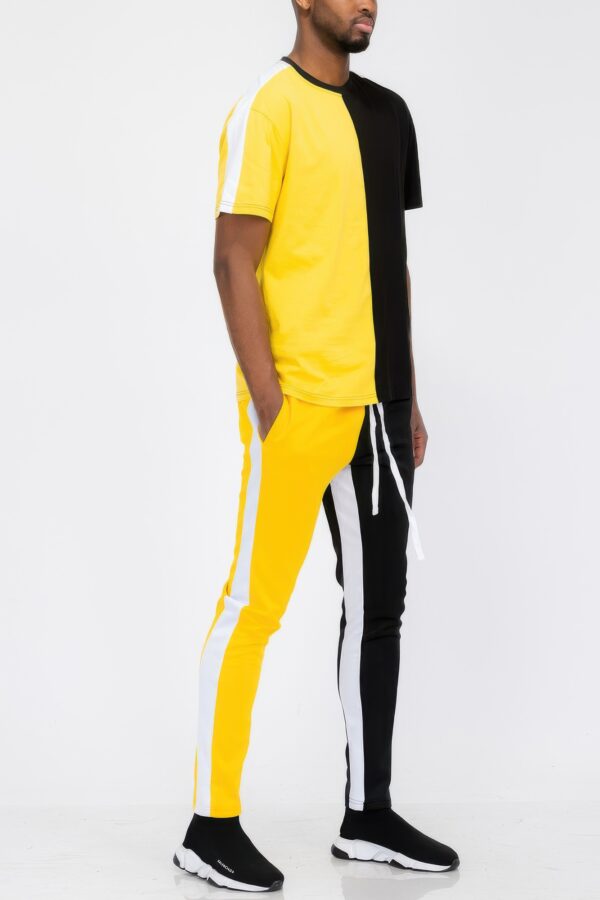 Two-Tone Color Block Track Joggers – Ankle Zipper