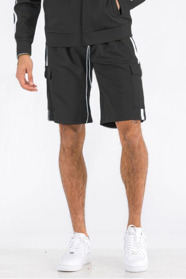 Two-Stripe Cargo Pouch Shorts – Men’s Athletic Cargo