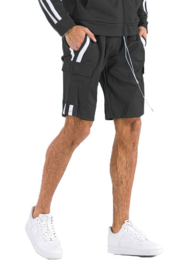 Two-Stripe Cargo Pouch Shorts – Men’s Athletic Cargo