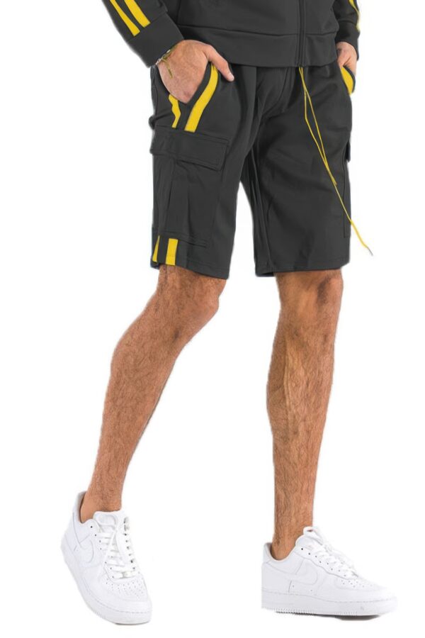 Two-Stripe Cargo Pouch Shorts – Men’s Athletic Cargo