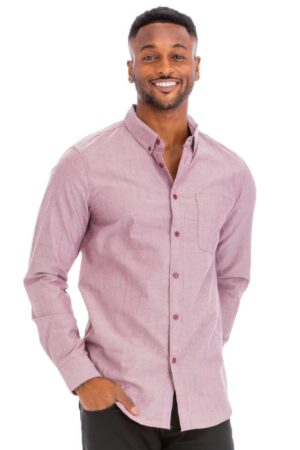 Men’s Casual Long-Sleeve Button-Down with Faux Pocket
