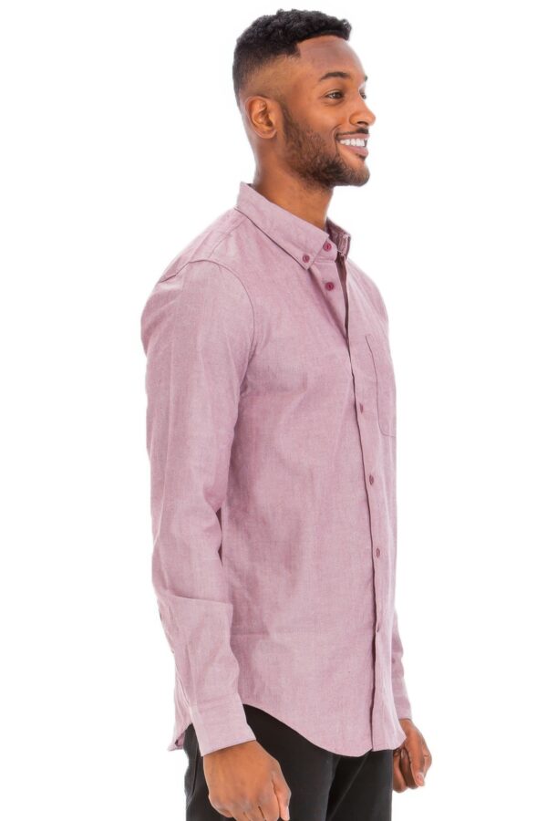 Men’s Casual Long-Sleeve Button-Down with Faux Pocket