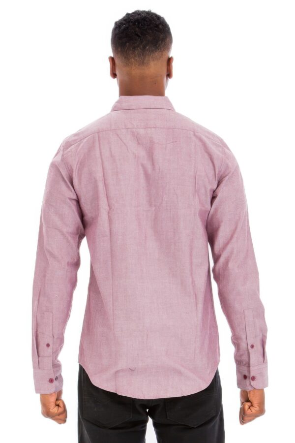 Men’s Casual Long-Sleeve Button-Down with Faux Pocket