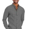 Men’s Casual Long-Sleeve Button-Down with Faux Pocket