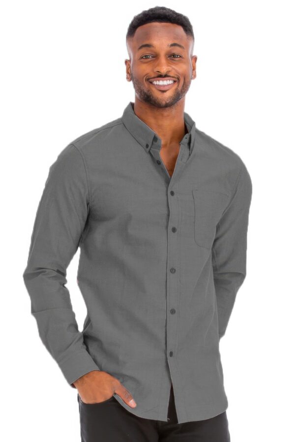 Men’s Casual Long-Sleeve Button-Down with Faux Pocket