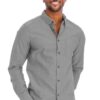 Men’s Casual Long-Sleeve Button-Down with Faux Pocket