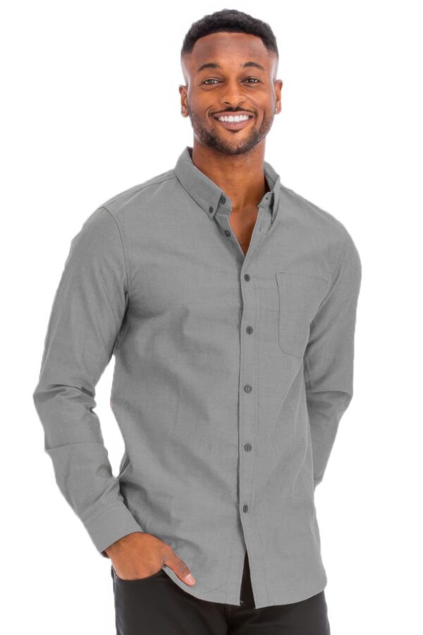 Men’s Casual Long-Sleeve Button-Down with Faux Pocket