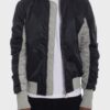 Two-Tone Color Block Bomber Jacket with Back Pouch