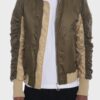 Two-Tone Color Block Bomber Jacket with Back Pouch