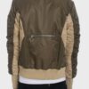 Two-Tone Color Block Bomber Jacket with Back Pouch