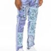 Paisley Bandana Track Pants – Striped Tape & Ankle Zippers