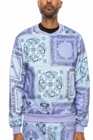 Paisley Bandana Crewneck with Ribbed Cuffs