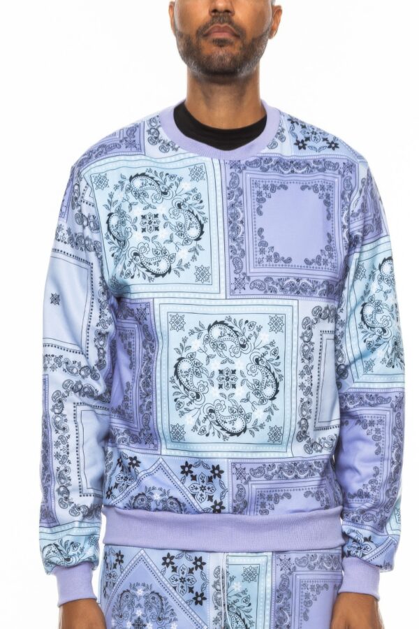 Paisley Bandana Crewneck with Ribbed Cuffs