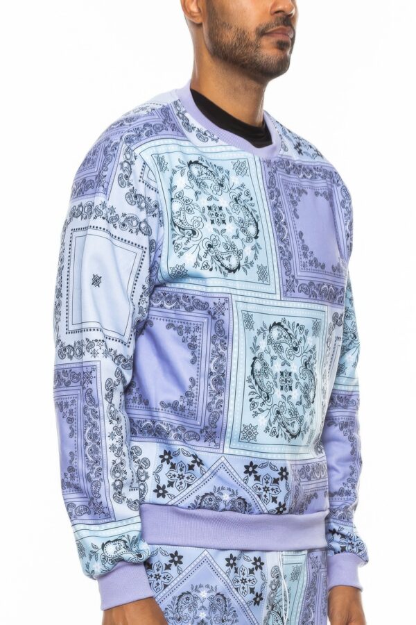 Paisley Bandana Crewneck with Ribbed Cuffs