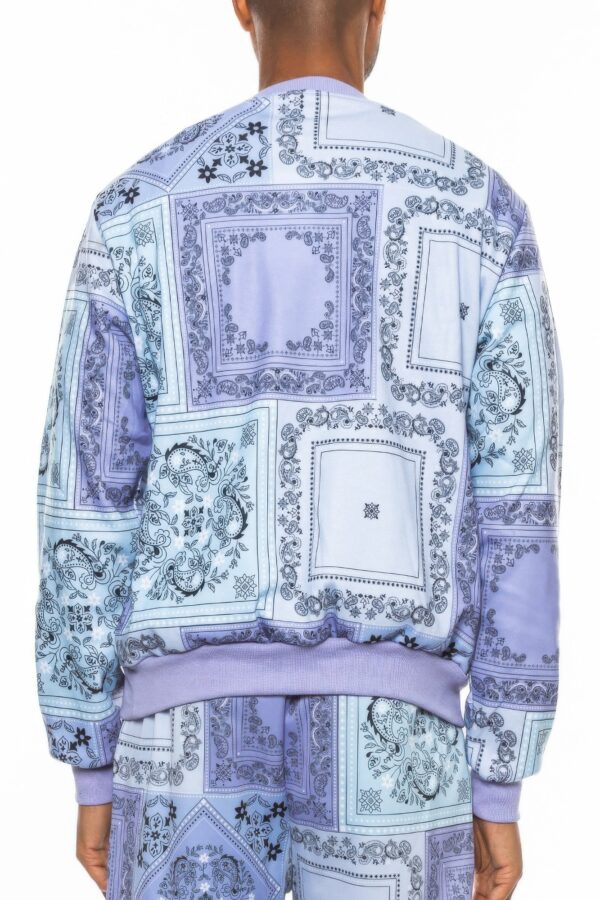 Paisley Bandana Crewneck with Ribbed Cuffs