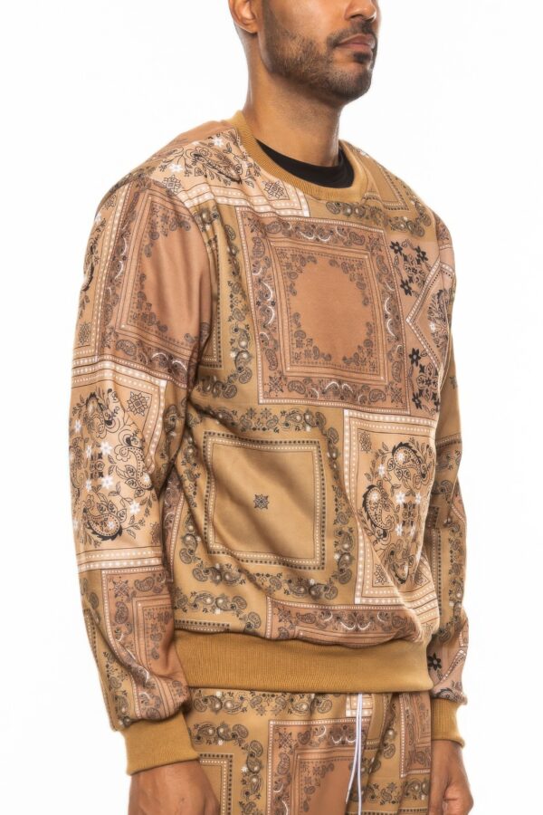 Paisley Bandana Crewneck with Ribbed Cuffs