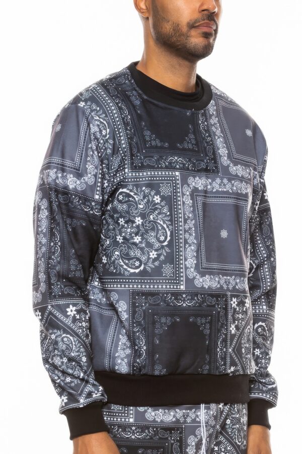 Paisley Bandana Crewneck with Ribbed Cuffs