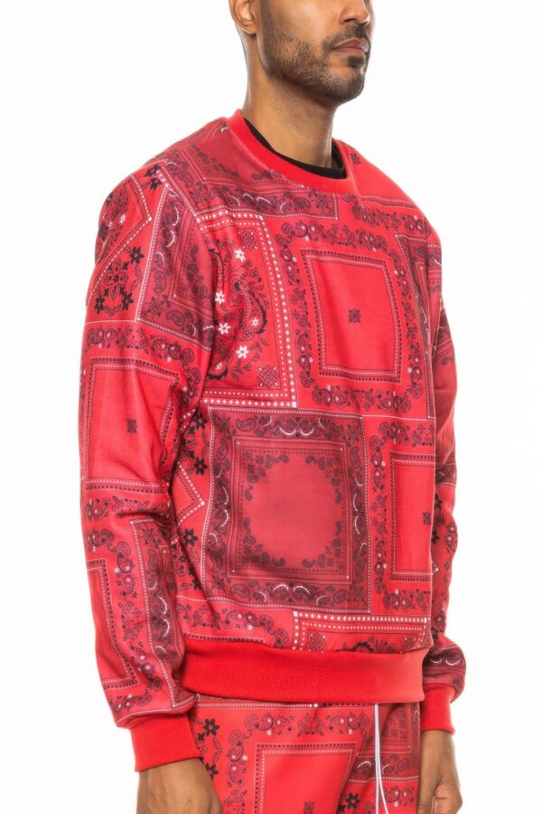Paisley Bandana Crewneck with Ribbed Cuffs