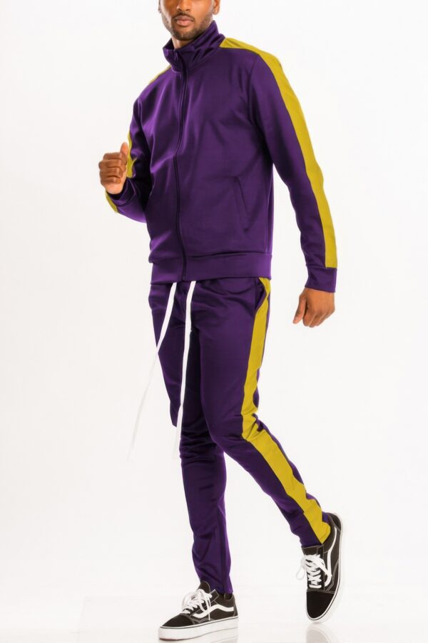 Men’s Single-Stripe Track Set – Full-Zip Jacket & Pants