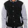 Men’s Fleece Varsity Jacket – Snap Button, Striped Trim