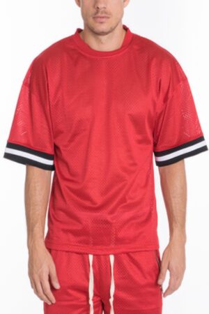 Men’s Mesh-Sleeve Athletic T-Shirt with Tape Detail