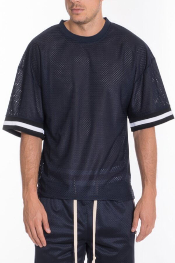 Men’s Mesh-Sleeve Athletic T-Shirt with Tape Detail