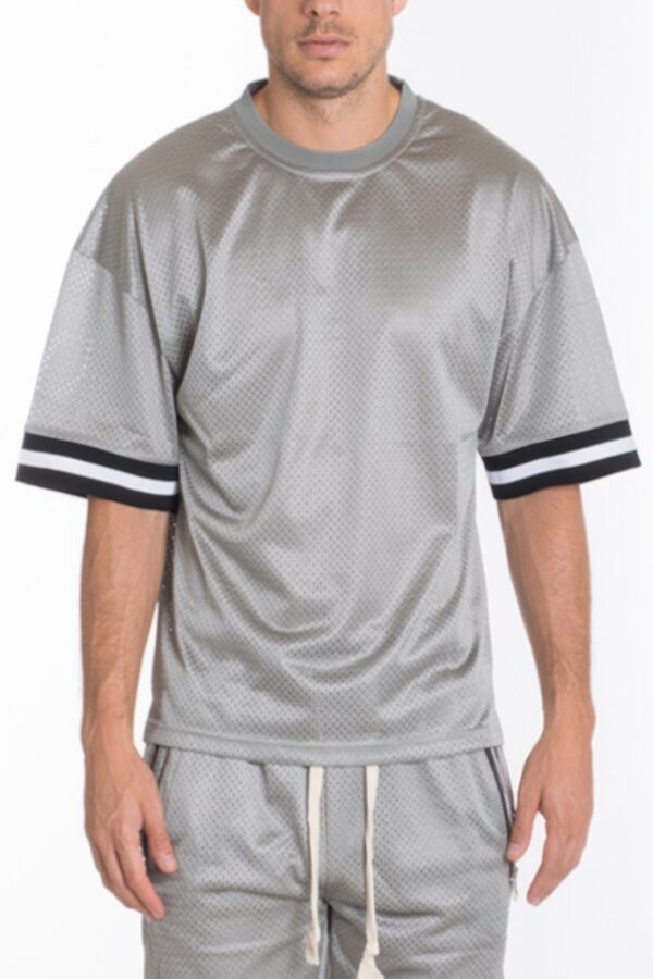 Men’s Mesh-Sleeve Athletic T-Shirt with Tape Detail