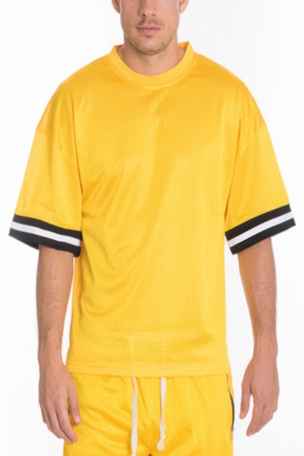 Men’s Mesh-Sleeve Athletic T-Shirt with Tape Detail