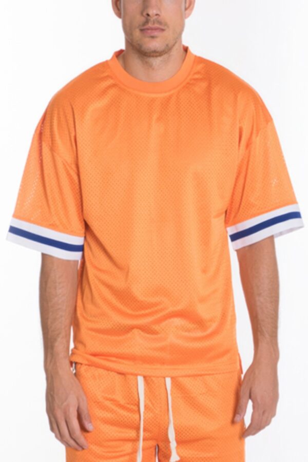 Men’s Mesh-Sleeve Athletic T-Shirt with Tape Detail