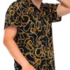 Men’s Beaded-String Button-Down Shirt – Multi Print