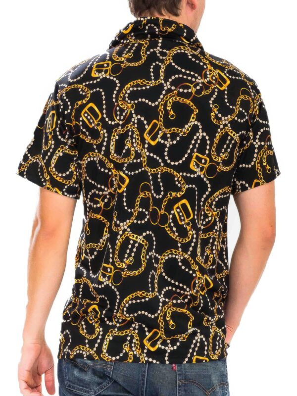 Men’s Beaded-String Button-Down Shirt – Multi Print