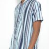 Men’s Short Sleeve Button-Down Shirt – Lightweight, Blue Pink