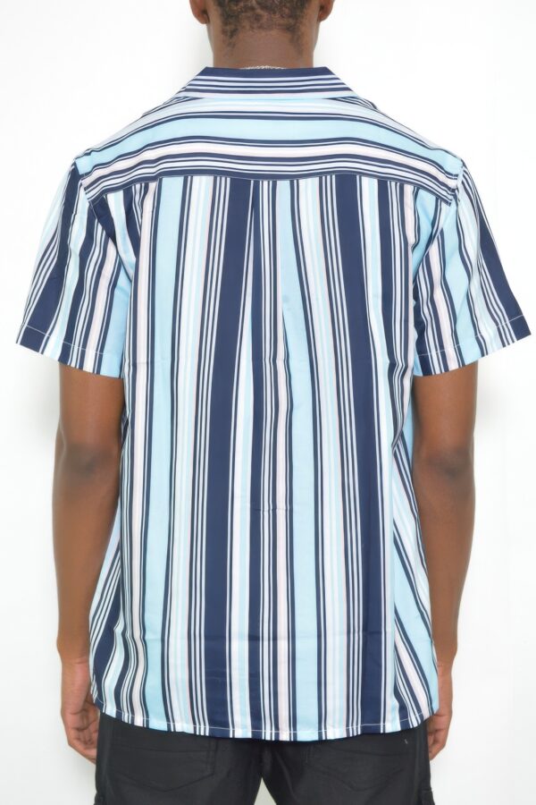 Men’s Short Sleeve Button-Down Shirt – Lightweight, Blue Pink