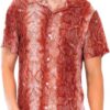 Short-Sleeve Snake-Print Button-Down Shirt – Red
