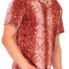 Short-Sleeve Snake-Print Button-Down Shirt – Red