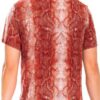 Short-Sleeve Snake-Print Button-Down Shirt – Red