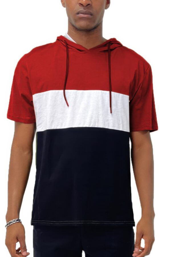 Men’s Hooded Short-Sleeve Colorblock T-Shirt
