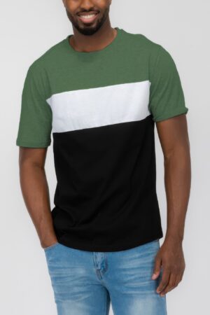 Men’s Three-Color Block Short Sleeve T-Shirt