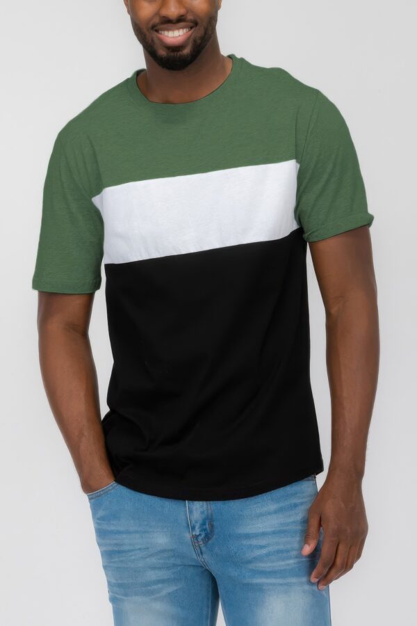 Men’s Three-Color Block Short Sleeve T-Shirt