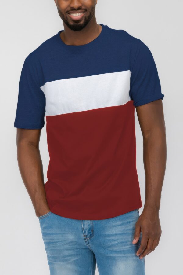 Men’s Three-Color Block Short Sleeve T-Shirt