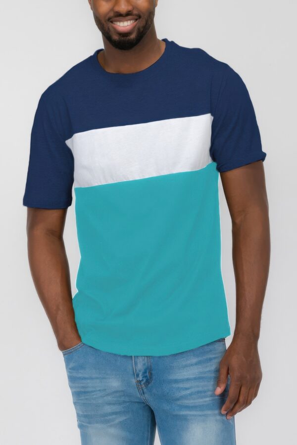 Men’s Three-Color Block Short Sleeve T-Shirt
