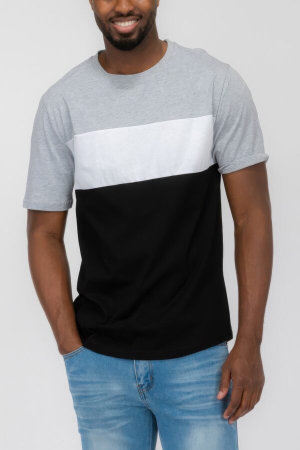 Men’s Three-Color Block Short Sleeve T-Shirt